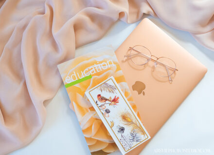 macbook golden glasses stock images