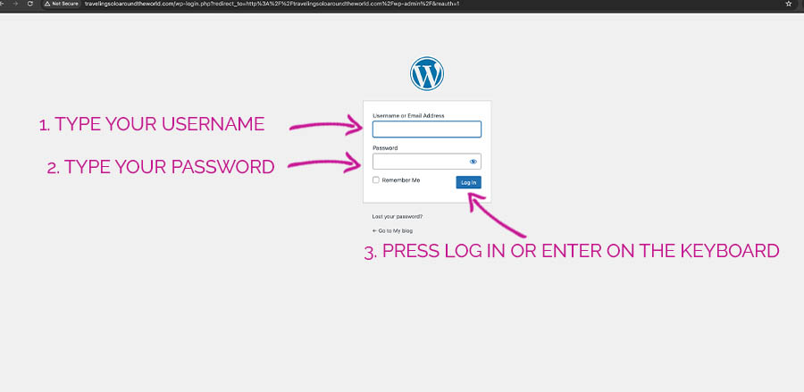 how to enter wordpress website