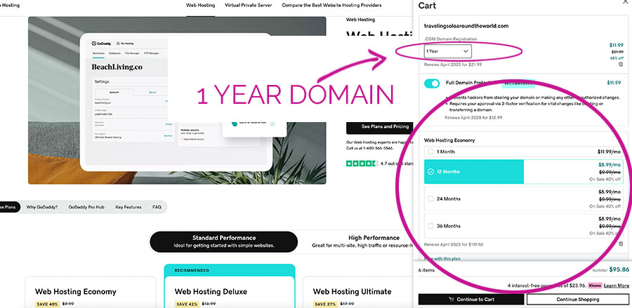 one year domain for your website